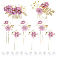 Ensemble de 20 peignes et épingles à cheveux violets pour mariée
