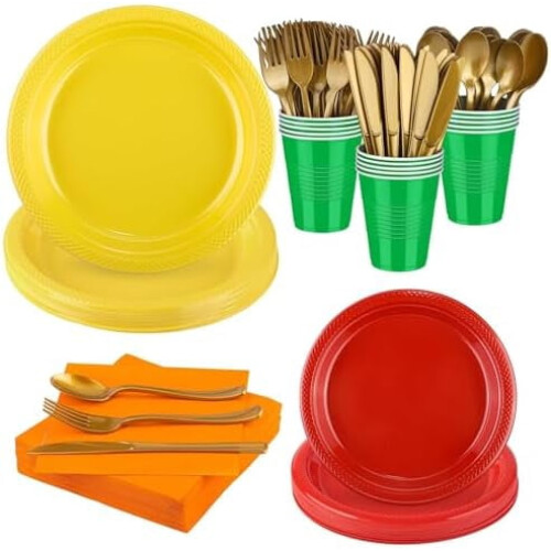 Set di stoviglie monouso nere da 400 pezzi
