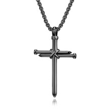 Ketting met drie spijkers en kruis, roestvrij staal, 23,6 inch
