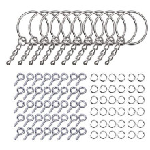 Kit para chaveiro com 220 peças: argolas, anéis de ligação e ilhós