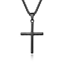 Herenketting met kruis van roestvrij staal, 24 inch (61 cm)