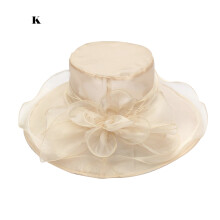 Chapéu de sol feminino de organza com estampa floral, tamanho único.