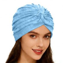 Touca de seda azul-celeste para mulheres – Touca de dormir de cetim macio