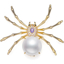 Broche araignée plaquée or avec strass