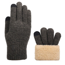 Gebreide touchscreenhandschoenen voor heren met fleecevoering voor de winter.