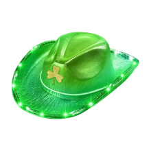 Sombrero de vaquero LED con trébol verde para el Día de San Patricio