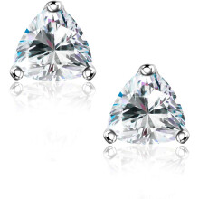 CZ Stud Earrings 18K White Gold Plated Sterling Silver