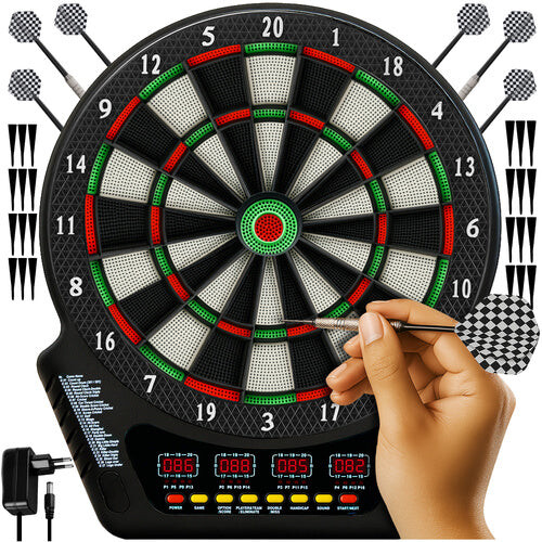 Elektronisches Dartscheiben-Set, 4 LED-Anzeigen, 6 Darts