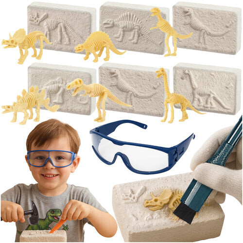 Dinosaur Excavation Kit for Kids - 6 Skeletons, Tools Included 1