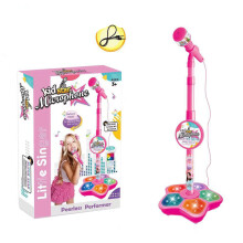 Childrens Role Play Microphone with Stand Colorful LED-Pink