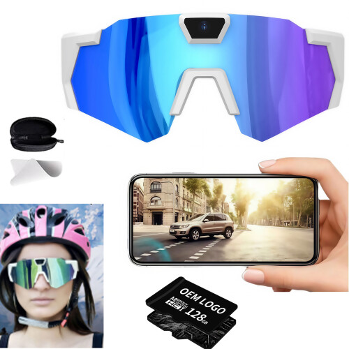 4K Baseball Glasses with Camera Smart Camera Glasses-冰蓝镜片A款 128