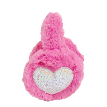 Sequins Heart Ear Muffs Fashionable Plush-rose pink Foldable