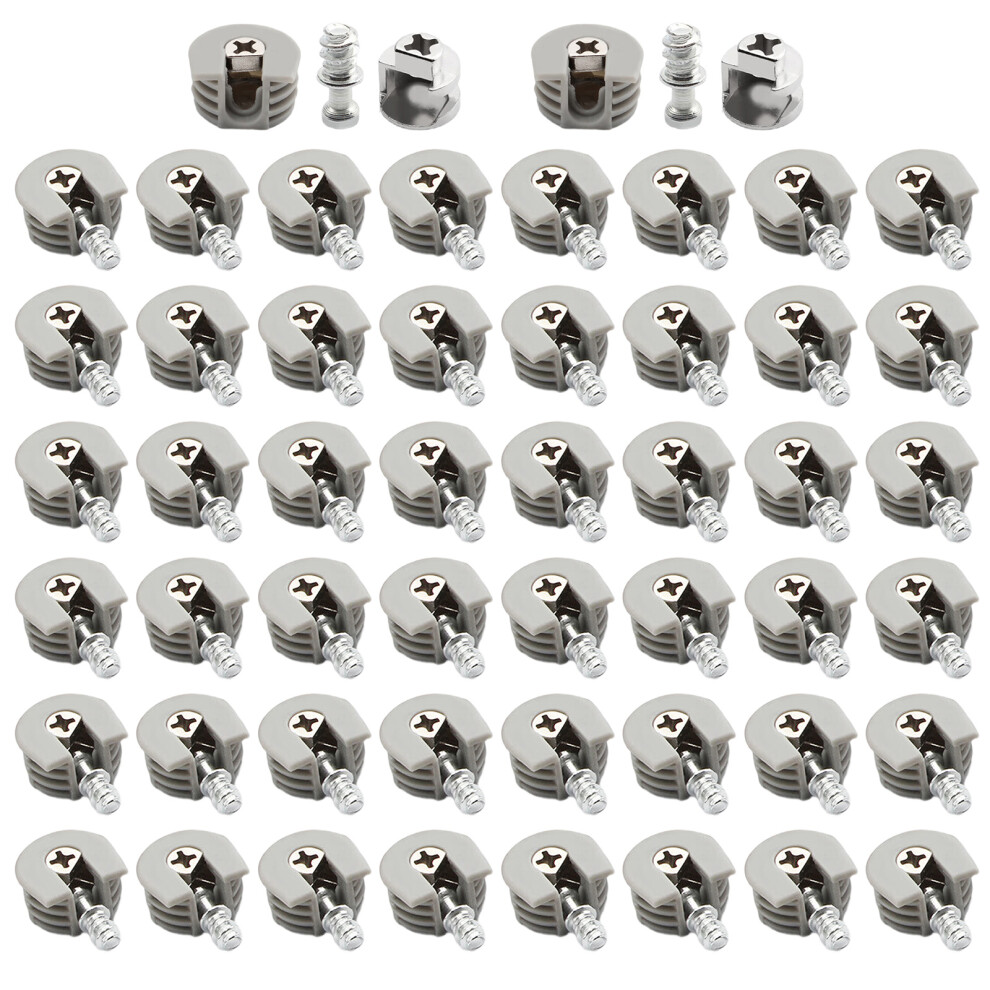 50Pcs Concealed Cabinet Connectors With Screws Furniture-Grey 7754004144729