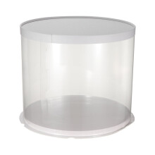 Scatola rotonda trasparente per torte – PET e cartone, 30x30x25 cm