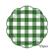 Piatti di carta a quadretti verdi, 23 cm, confezione da 25