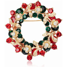 Broche navideño con diamantes de imitación para mujer (1 pieza)