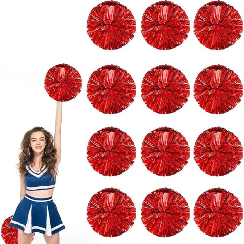 Set van 12 metallic cheer-pompons, 25 cm