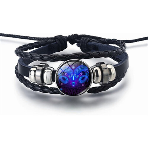 Sternzeichen-Lederarmband, verstellbar, Legierungsdesign