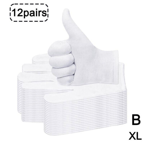 12 Paar weiße Baumwollhandschuhe, Unisex