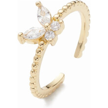 Ensemble de 2 bagues manchette papillon – Plaqué or 16 carats, zircon cubique transparent
