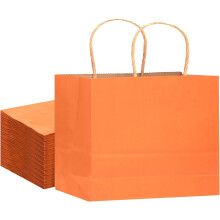 Bolsas de regalo de papel naranja de 32 unidades (12,6 x 9,8 x 4,3 pulgadas)