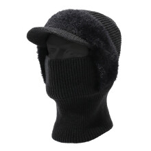 Ensemble bonnet et écharpe en maille doublée polaire noire