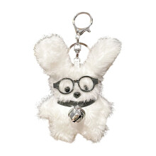Chaveiro de pelúcia de cachorro branco - Pingente estiloso e kawaii para bolsa