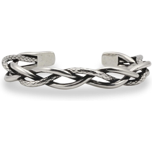Pulseira de prata antiga com penas, ajustável.