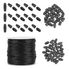 Schwarze Nylonschnur für Halsketten, 2 mm x 10 m pro Beutel