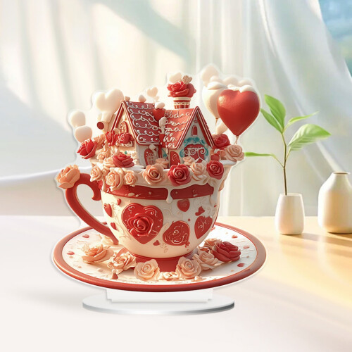 2D Valentin-napi cupcake dekoráció - akril asztaldísz