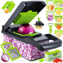 KJE Trading - 14 -in-1 Vegetable Chopper Kitchen Mandoline, Vegetable Slicer Food Chopper for Onion Veg Garlic Potato Salad Mini Dicer Chopper Cutter