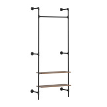 SoBuy Black Wall Mounted Coat Rack with 2 Shelves