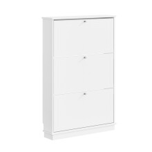 SoBuy White 3-Door Slim Shoe Cabinet 76x18x113 cm