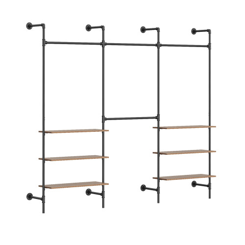 SoBuy Κρεμάστρα KLS19-SCH Μαύρο 265x48x220 cm 6 Ράφια