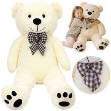 Teddybär, 140 cm, cremefarbenes Plüschtier mit Schleife