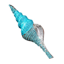 Muschel-Brosche, Strass-Design, modischer Brustschmuck,-Blau