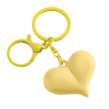Porte-clés en forme de cœur en acrylique résistant aux-Jaune