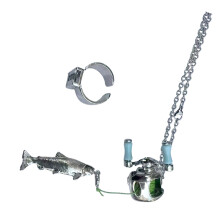 Passionné de pêche symbolique collier et bague bobine-Ensemble 1
