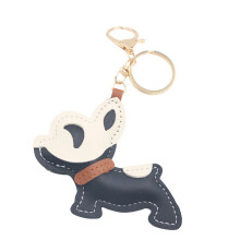Adorable porte-clés en cuir bouledogue français pour clés-Noir