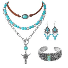 Ensemble Turquoise en alliage Portable comprenant un collier et