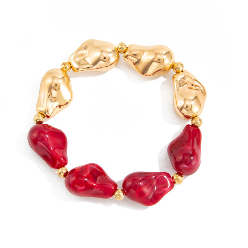 Bracelet extensible irrégulier en résine robuste,-vin rouge