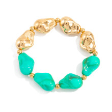 Stretch Irregular Resin Bracelet Trendy Casual or-lake green