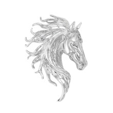 Handcraft Horse Head Brooch Portable Alloy Accessory for-Silver