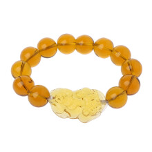 Citrien Pixiu armband met 12 kralen van 14 mm