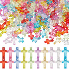 1000 stuks acryl kruisjes, 16 mm, transparant en gekleurd