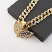 Vinghängehalsband för män och kvinnor, 15 mm kubansk kedja