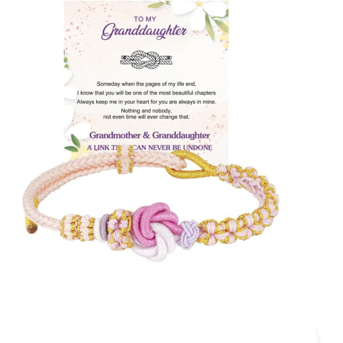 Barnbarnsarmband – Rosa Persikoblomsknut,