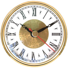Round Clock Insert with Gold Trim and Roman Numerals