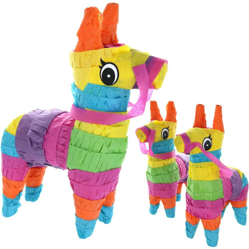 Mini Donkey Piñata 4" x 7" Rainbow Fiesta Decor