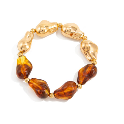 Elegante onregelmatige hars elastische armband-Donkerbruin